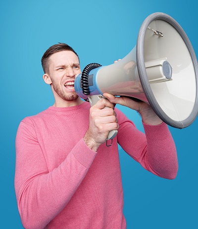 man with megaphone