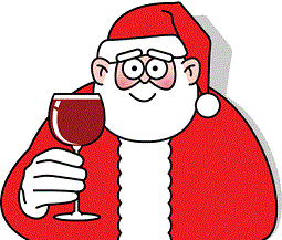 Santa drinking wine