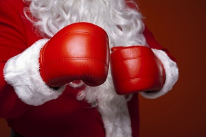 Santa with boxing gloves