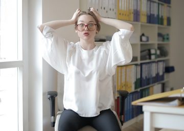 shocked woman in office