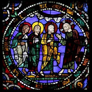 Christ and disciples, stained glass