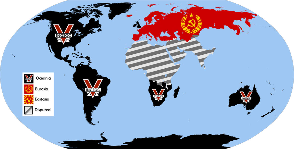 Map of powers in Orwell's 1984