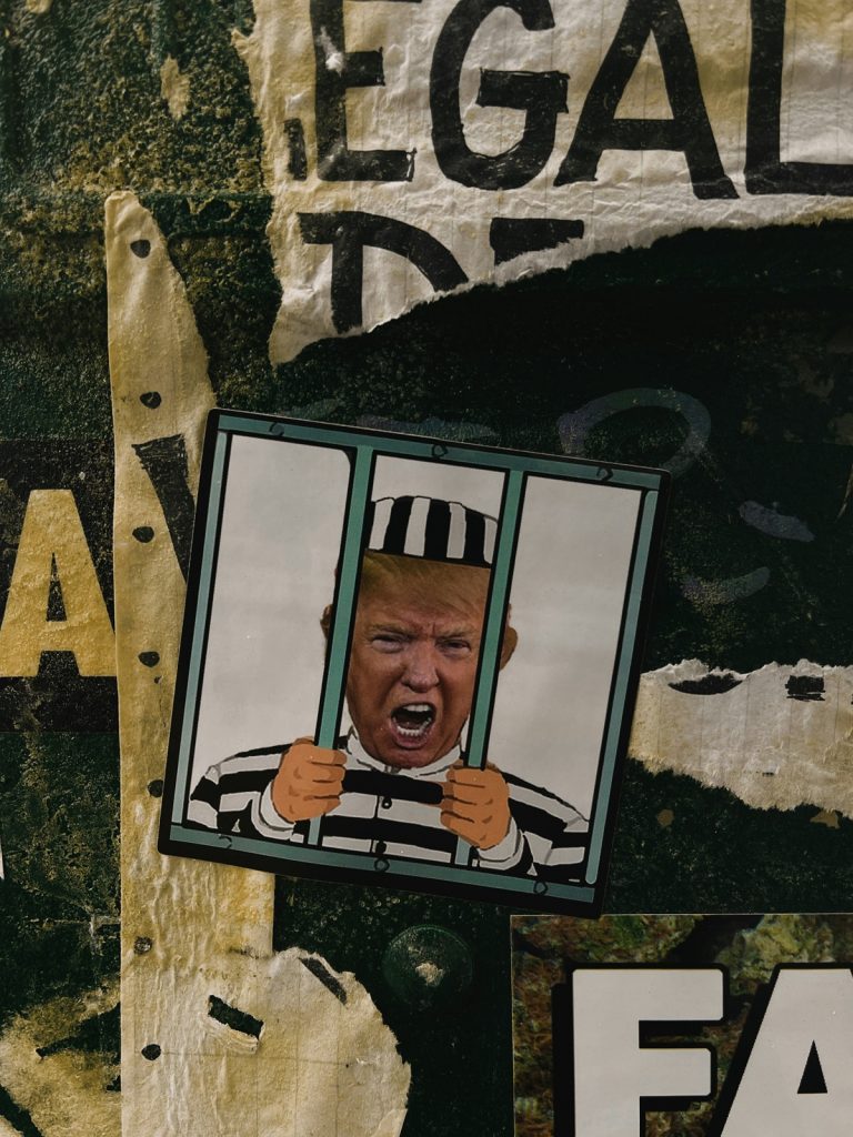 picture of Trump behind bars