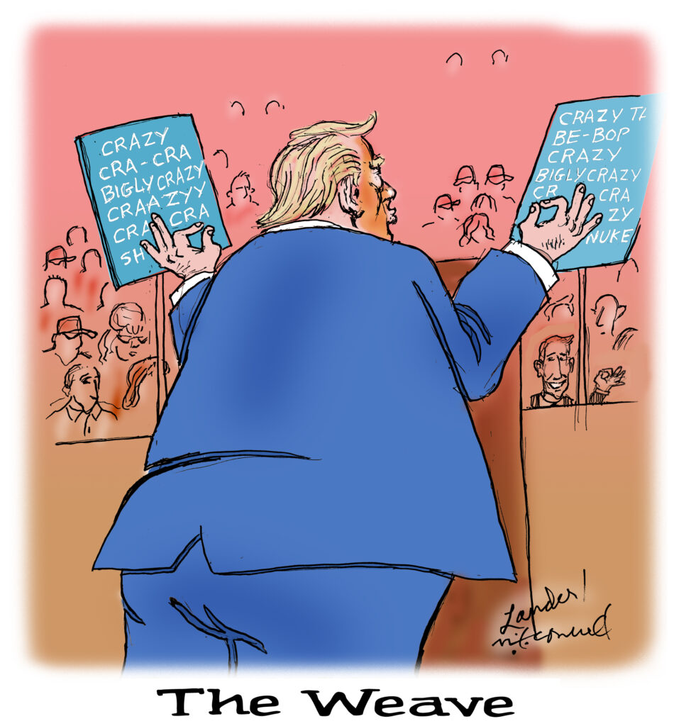 Trump reading cue cards